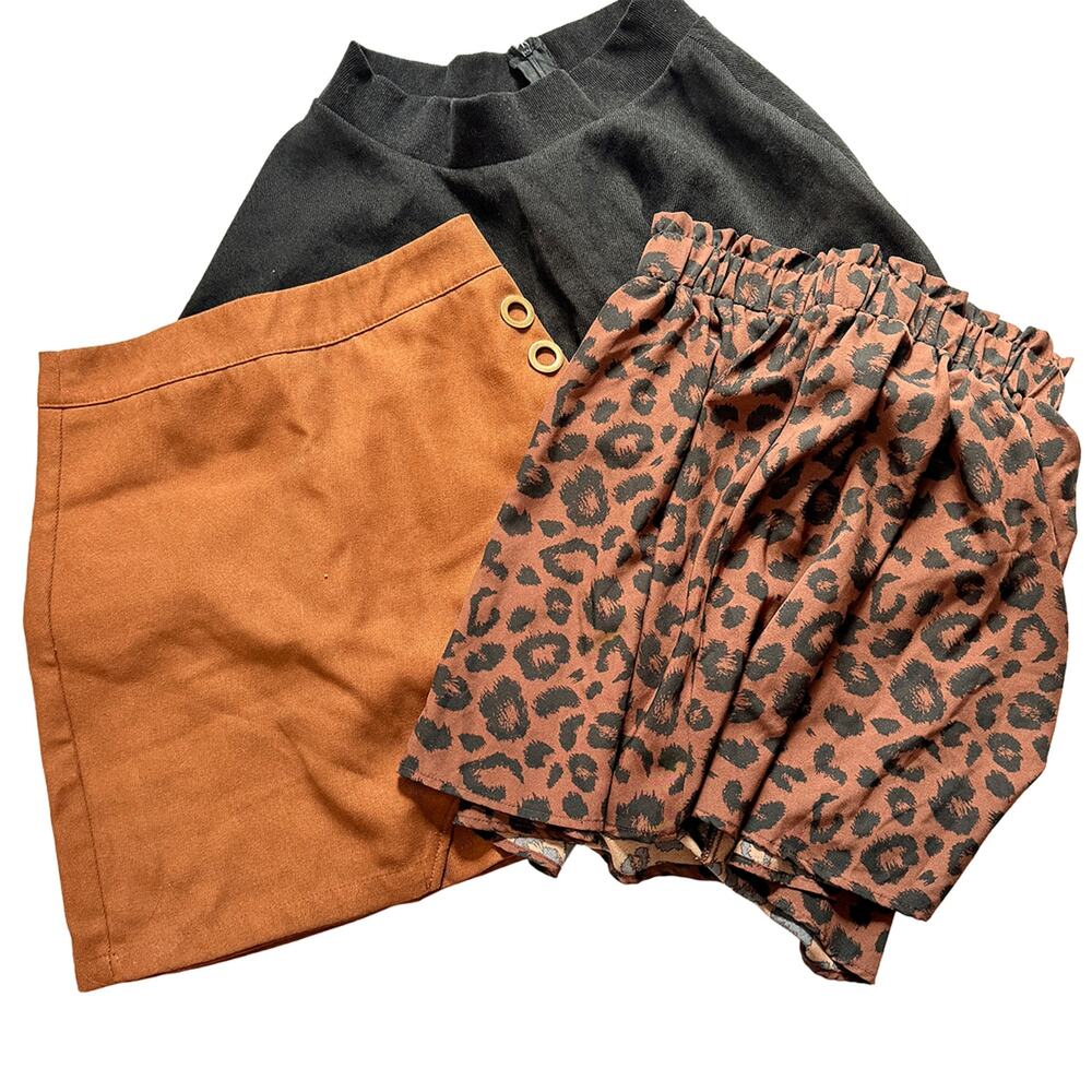 mini skirts corduroy animal print skirts black bundle women xsmall casual retro